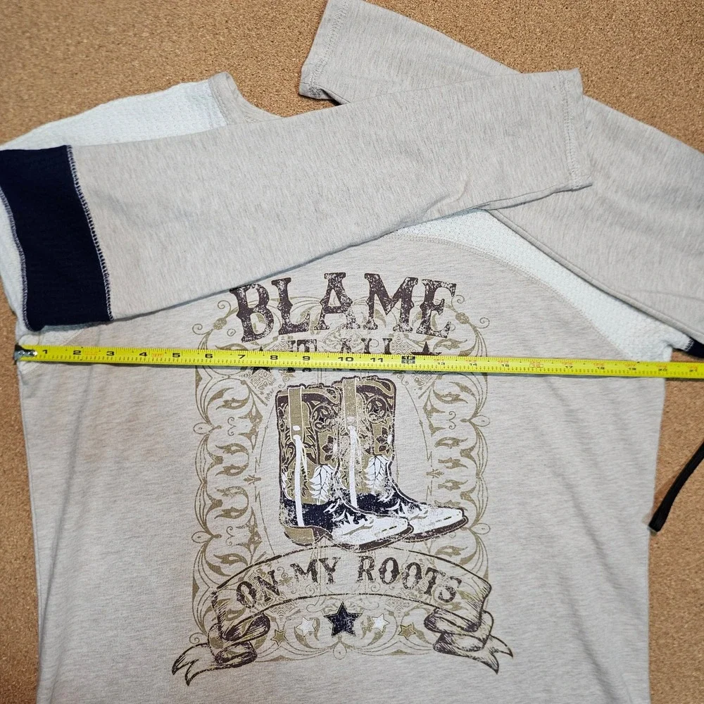 Blame It All On My Roots Top Western Nashville L Waffle Knit Boots Country Music - Picture 6 of 11